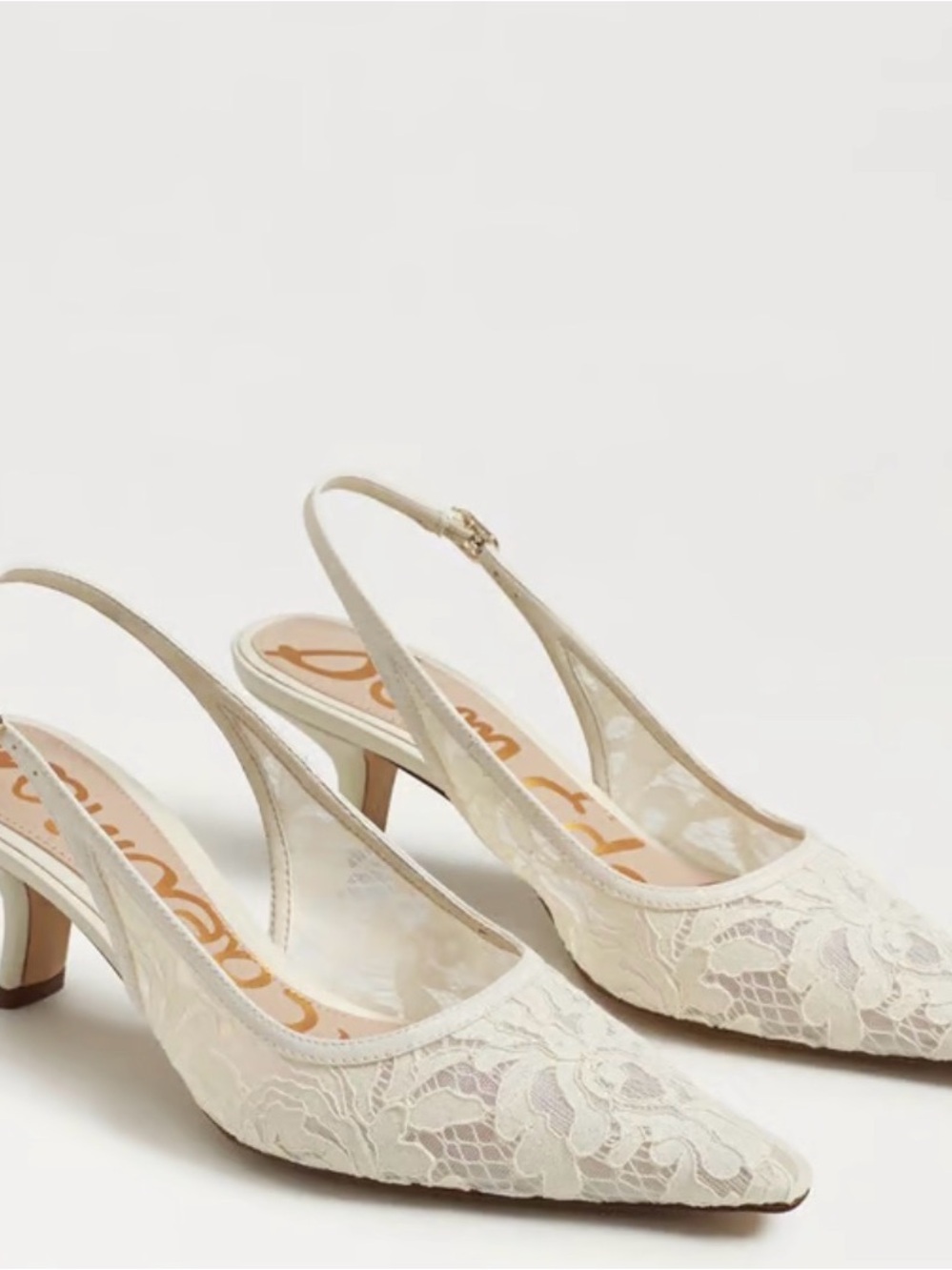 Sam Edelman Ivory Lace Slingback Heels